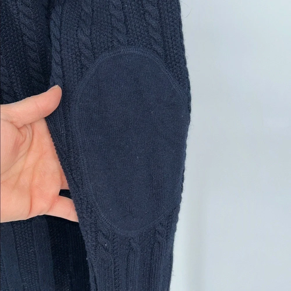 Brooks Brothers Navy Cable Knit Shawl Collar Cardigan Gold Buttons M - Picture 6 of 11